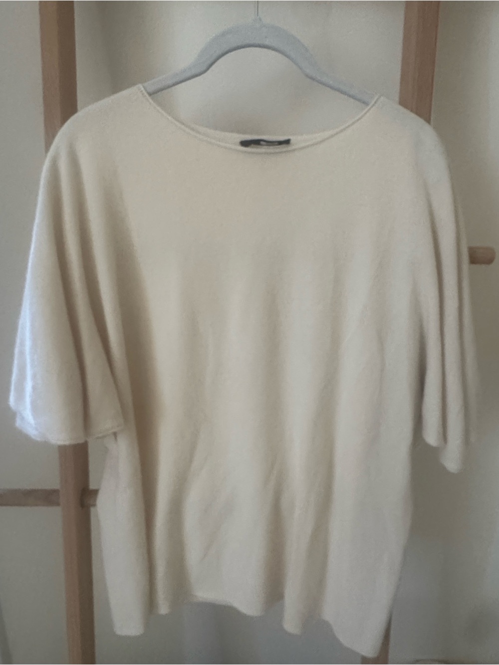 The Row Ivory Flutter Sleeve Cashmere Top Size Small